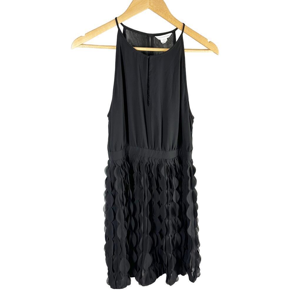 Diane Von Furstenberg DVF Gia Black Ruffle Skirt Halter Cocktail Dress Size 10